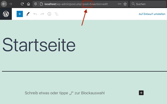 wordpress seiten id herausfinden in bearbeitungsmodus