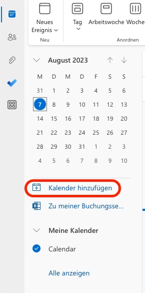 Kalender hinzufügen